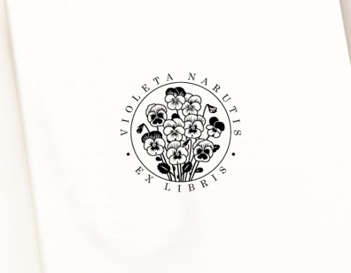 Ex libris Antspaudas Gėlės Našlaitės (E-5022)