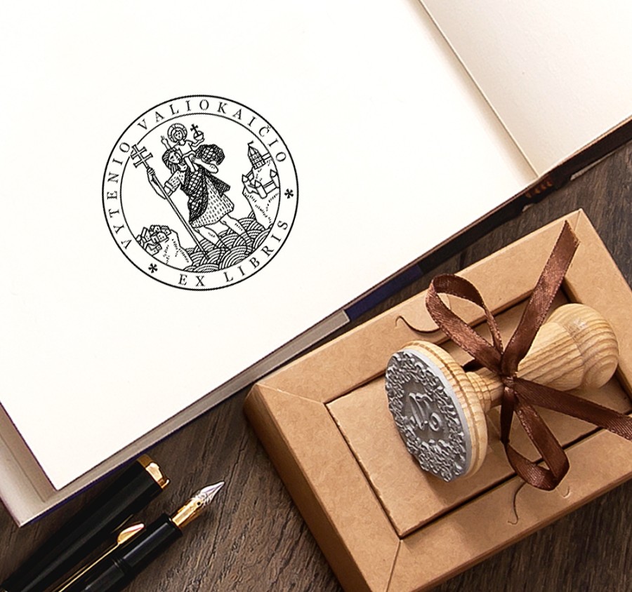Autorinis Vardinis Antspaudas Ex libris Šv. Kristoforas (E-5077)