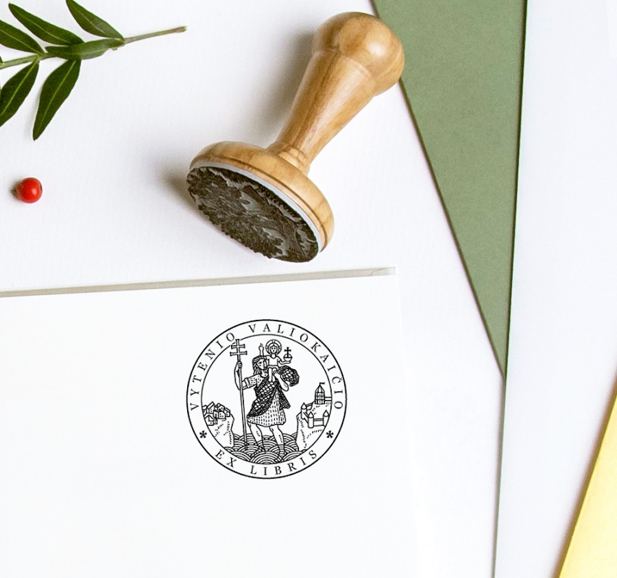 Autorinis Vardinis Antspaudas Ex libris Šv. Kristoforas (E-5077)