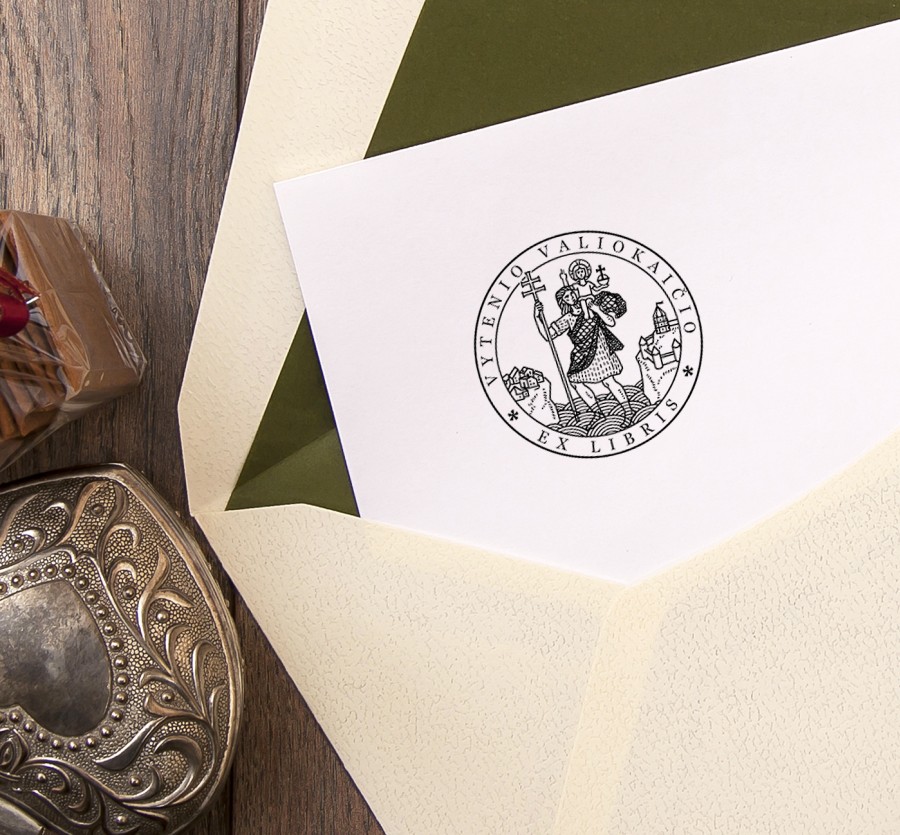 Autorinis Vardinis Antspaudas Ex libris Šv. Kristoforas (E-5077)