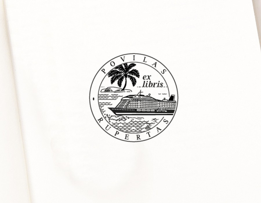Ex libris Cruise Ship Rubber Stamp (E-5061)