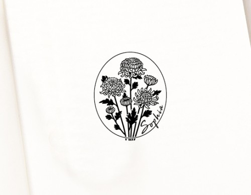 Vardinis Antspaudas su Chrizantemomis (F-3011)