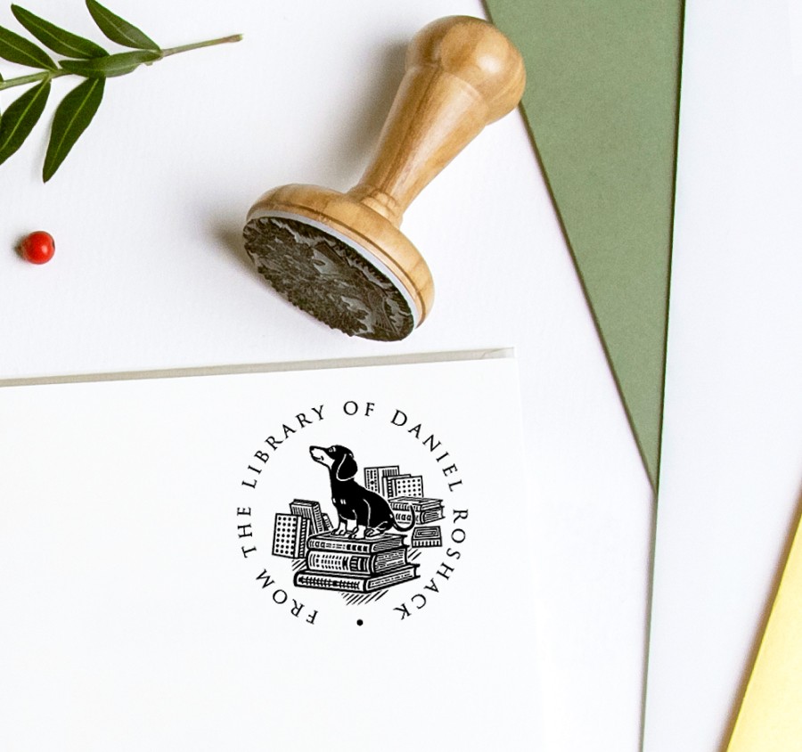 Vardinis Ex libris Antspaudas su Šuniu Taksu (E-5016)