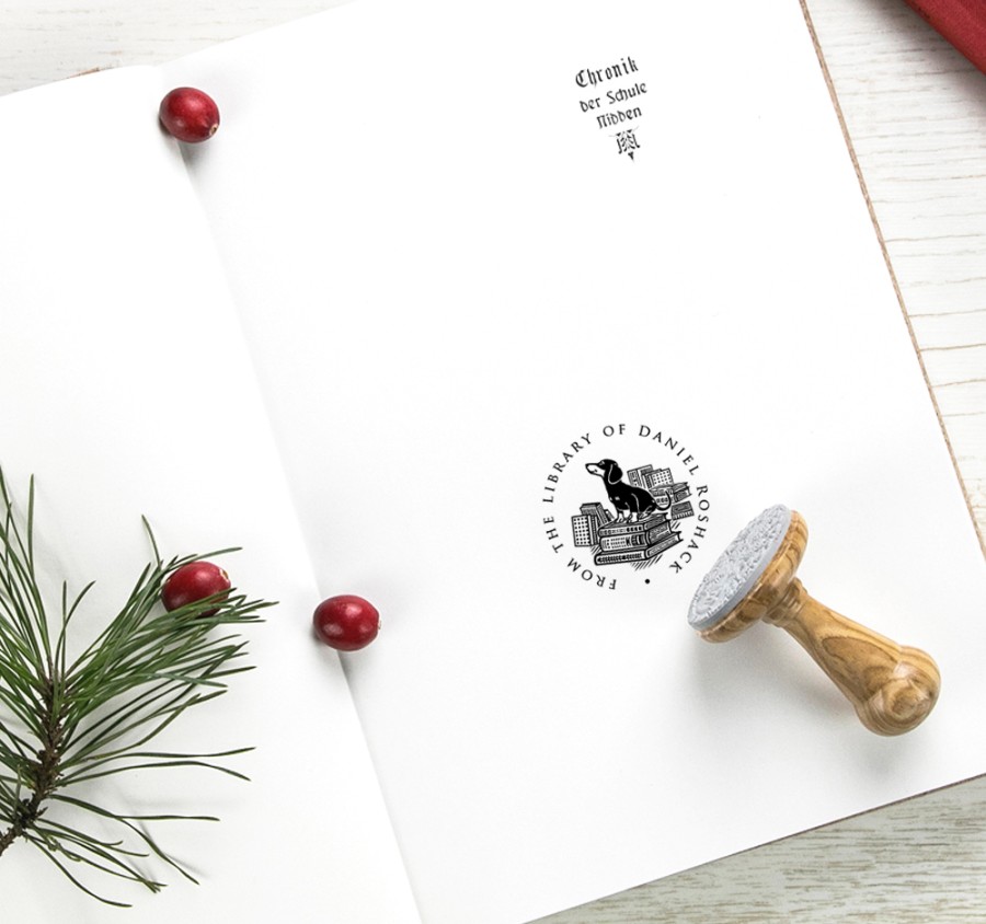 Vardinis Ex libris Antspaudas su Šuniu Taksu (E-5016)